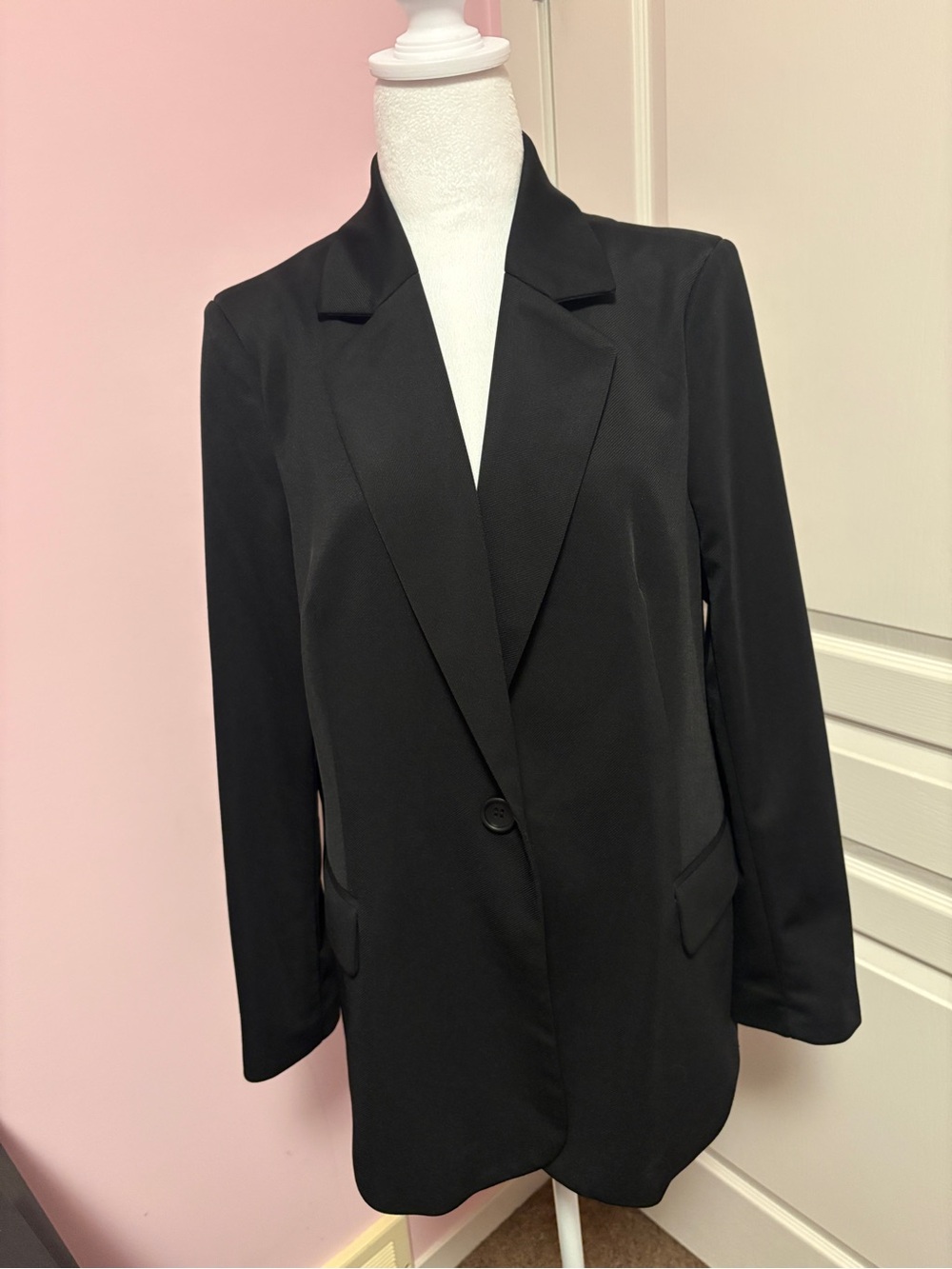 Adrianna Papell Black Single-Button Tailored Blazer